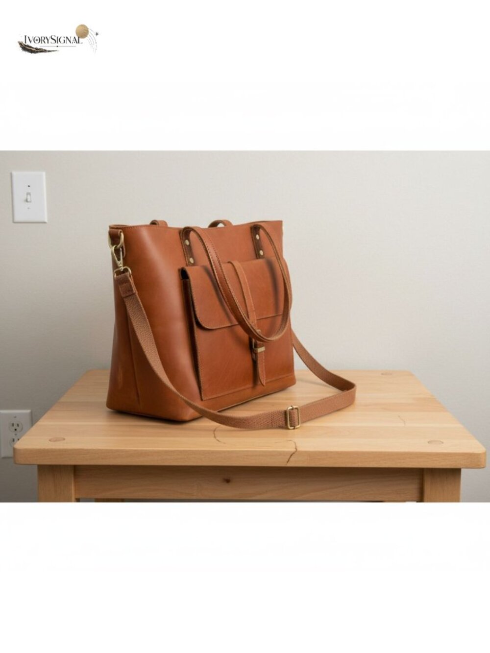 Genuine Leather Tote Bag Large Shoulder Purse with Laptop Compartment